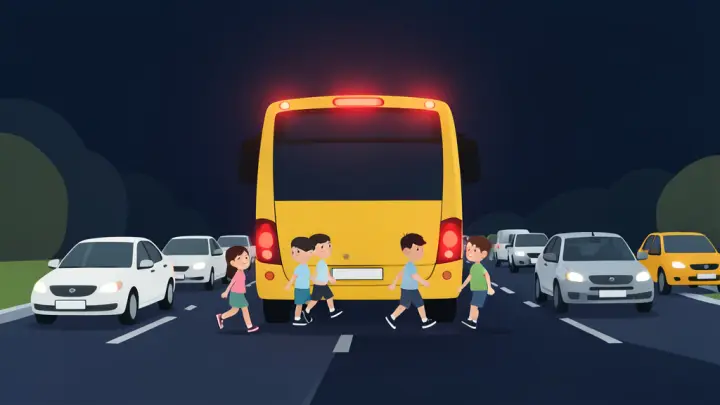 Okul taşıtı ve demiryolu geçidi: bölüm görseli